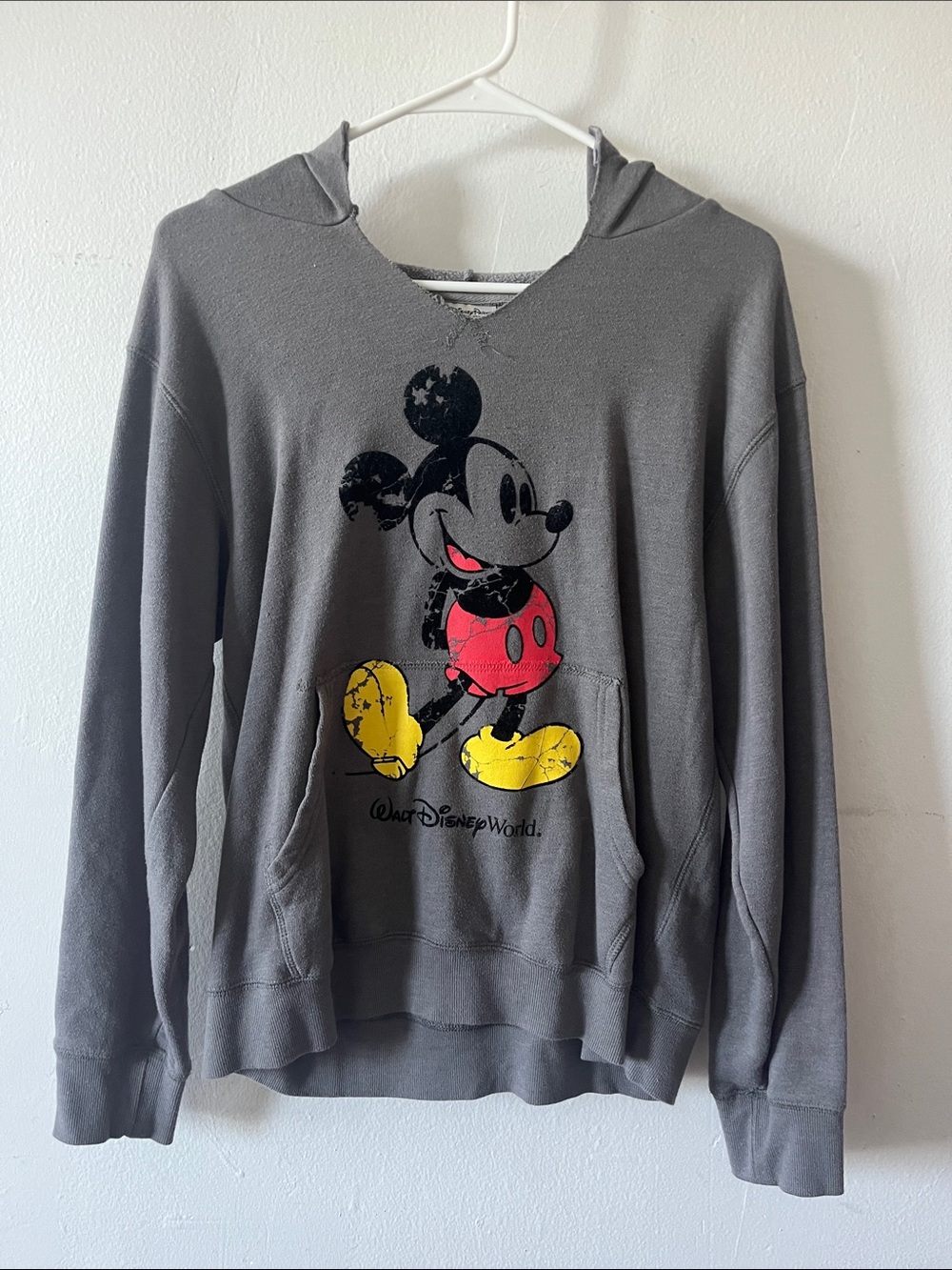 Disney Gray Hoodie with Mickey Graphic (Yellow, Red, Black) - Picture 1 of 9